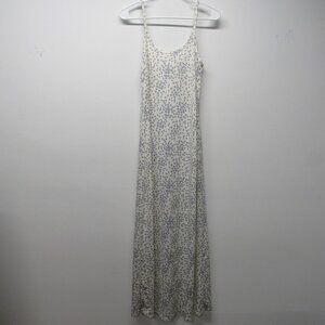 Vintage 90s Y2K La Senza Ivory Purple Ditsy Floral Maxi Slip Dress sz S Grunge